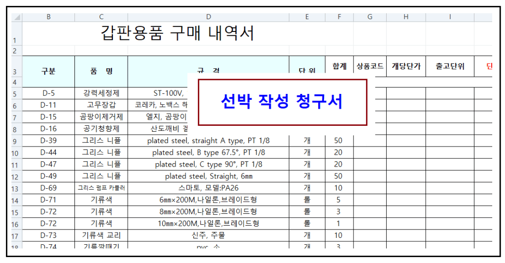 선박작성 청구서